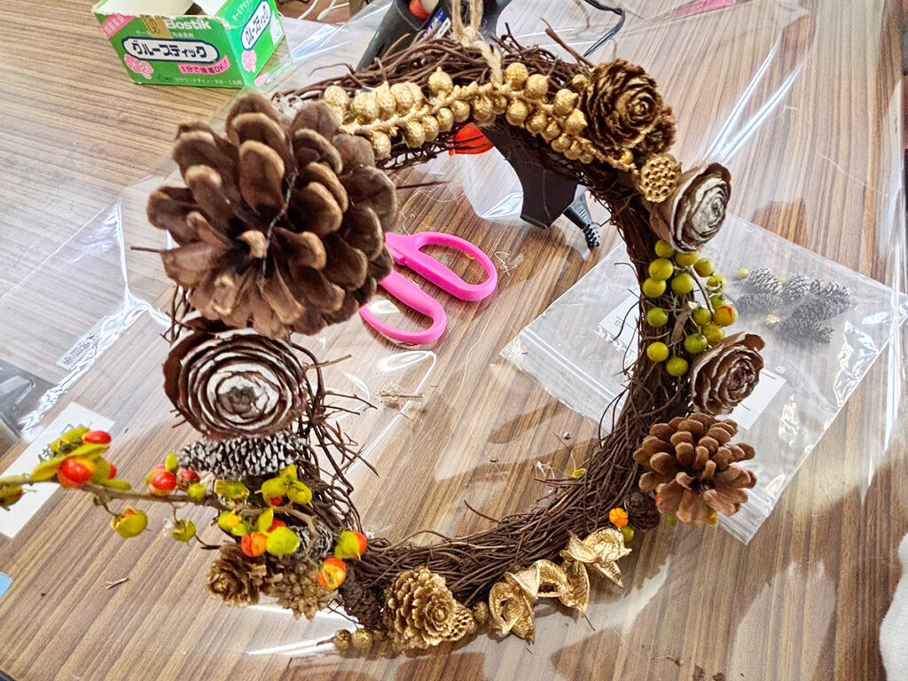 親子教室 リース作り