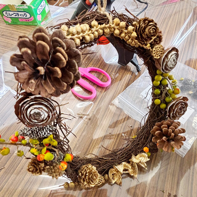 親子教室 リース作り